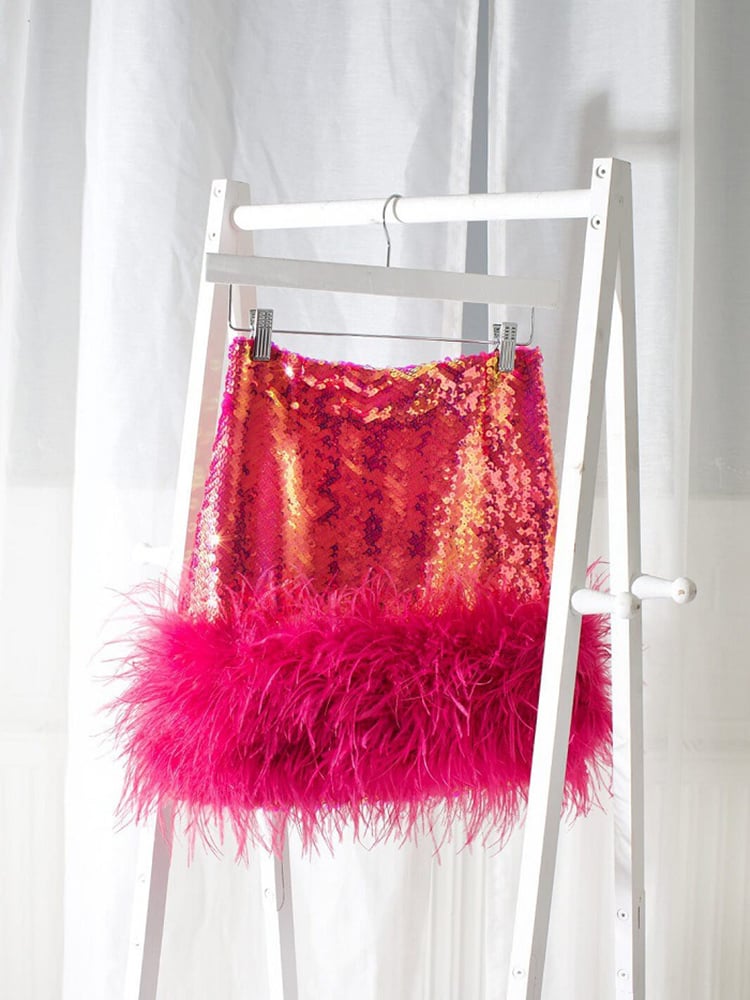 Sequin Glam Feather Skirts