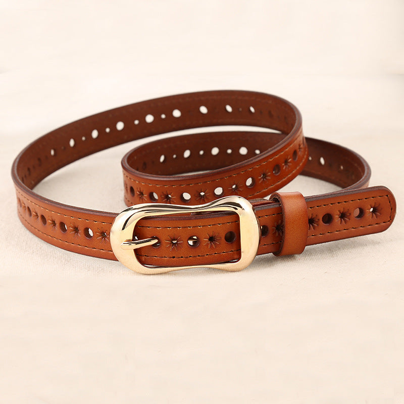 New Women's Genuine Leather Buckle Belt - Casual Design