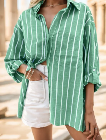 Women's Striped Raglan Sleeve Casual Blouse up to 3XL