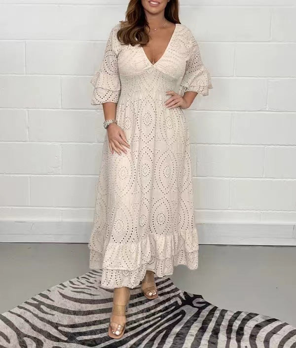 Women's High Waist Embroidered Dress for Parties S-5XL