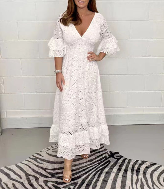 Women's High Waist Embroidered Dress for Parties S-5XL