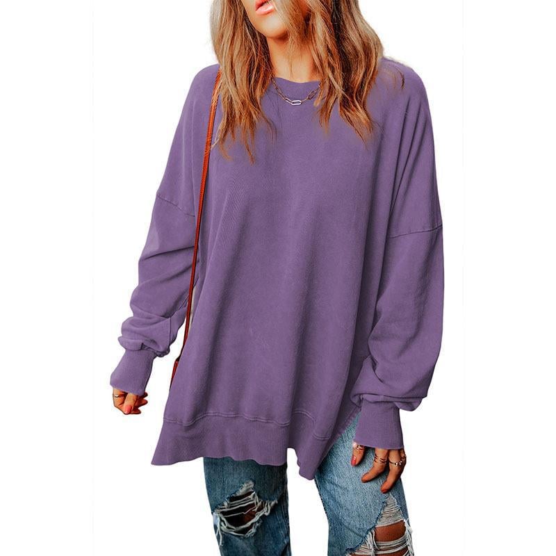 Solid Color Loose Pullover Top for Women