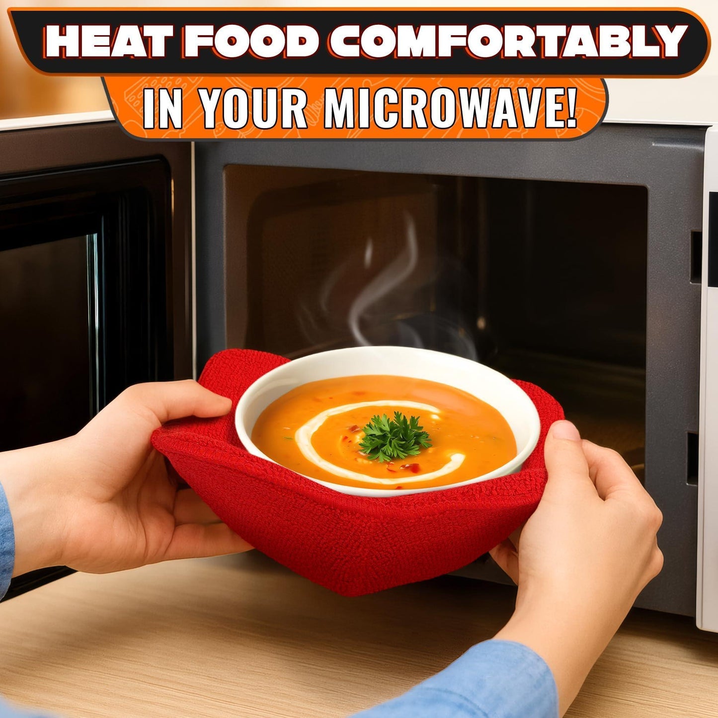 6 Pcs Soup Bowl Holders for Hot Food Heat Resistant Fabric Soup Cozy Bowl Warmer Holder for Kitchen Fits Standard Dishes up to 6.5  & Plates 7.1  – Washable & Reusable  Safe Handling & Trivet Use