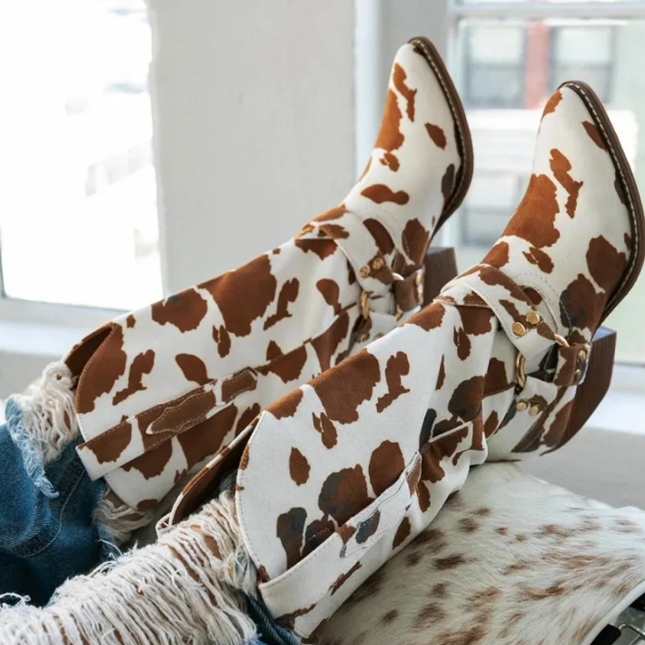 Cow Print Western Boots