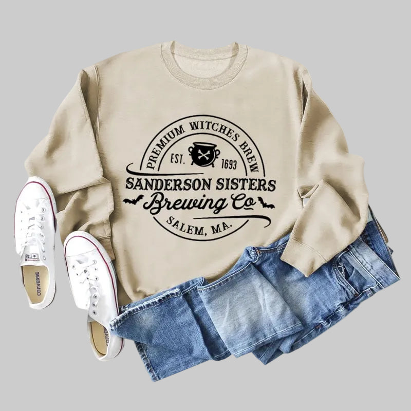 Women’s relaxed cotton letter graphic long sleeve tee in Sand from The Pretty Pistol

