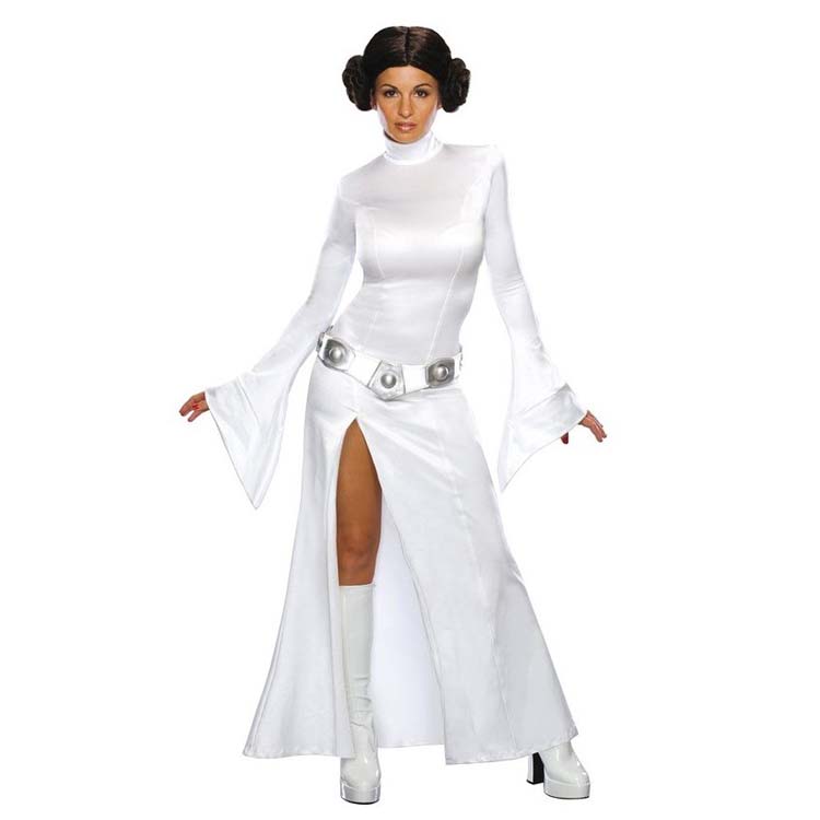 Star Wars Princess Leia White Dress Cosplay Costume up to 3XL